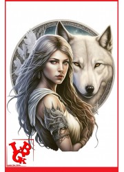 FANTASY Elfe et Loup Blanc...