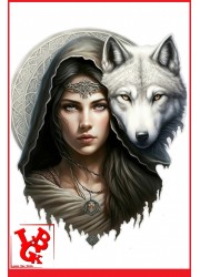 FANTASY Elfe et Loup Blanc...