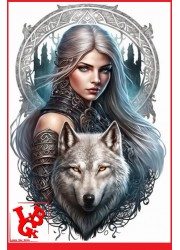 FANTASY Elfe Blond et Loup...